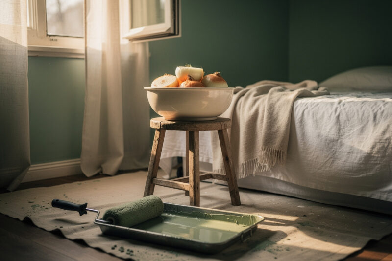 Odeur de peinture fraîche : l'astuce de l'oignon dans une chambre